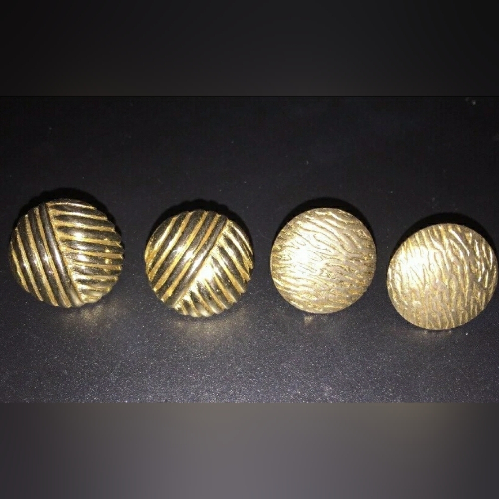 Vintage 80s Earrings. 2 Pair. Gold. Retro.